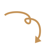 A brown arrow resembling the flow of an inviting patio pathway, pointing downward with a looping curve in the middle, set against a crisp white background.